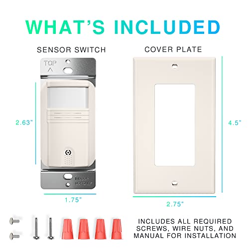 EverElectrix Motion Sensor Light Switch, Neutral Wire Required, Single