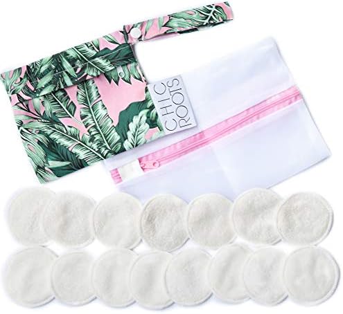 15 Pack Premium Reusable Bamboo Cotton Rounds with 2 BONUS Bags (Laundry and Travel Pouch) - Zero Waste Makeup Remover Pads, Face and Skin Care Wash Cloths