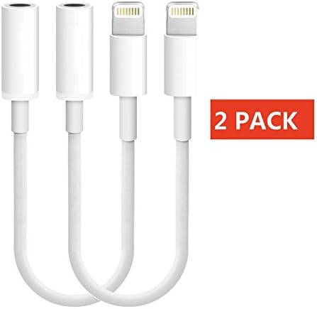 Headphone Jack Adapter[2 Pack], BYXN Lighting 8 Pin Connector to 3.5mm adapter for iPhone 7/7 Plus, iPhone 8/8 Plus,iPhone X, iPod Touch, iPad, and more -White