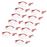 JORESTECH Eyewear Protective Safety Glasses, Polycarbonate Impact Resistant Lens Pack of 12 (Clear, Red)