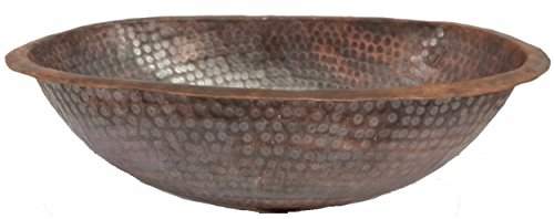 Egypt gift shops SMALL Handcrafted Fire Patina Textured Oval Hammered Copper Sink Kitchen Powder Room Modification