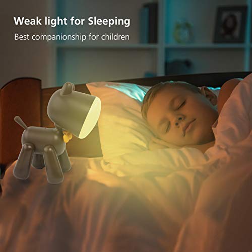 Ear&Ear Cute Night Light for Kids Table lamp for Reading Dog Night Light for Boys and Girls, Christmas Gift with 2 Lighting Modes-Brown
