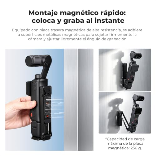 K&F CONCEPT Trípode Tornillo 1/4" Soporte Extensible | Base Magnética Con Trípode Plegable, Adaptable a Insta360 Luna Ultra/Pocket 4/4P/3 -PP01