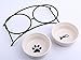 MushroomCat Cat Feeder-Metal Raised Elevated Food Water Double Ceramic Bowls-Raised Pet Dish(Beige)