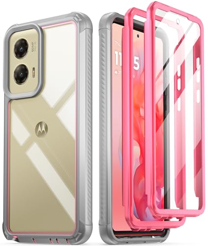 Poetic Guardian Case for Motorola Moto G Stylus 5G 2024 [Not Fit 2023 Version],[20 FT Mil-Grade Drop Tested],Full-Body Hybrid Shockproof Bumper Cover with Built-in Screen Protector,Pink/Clear