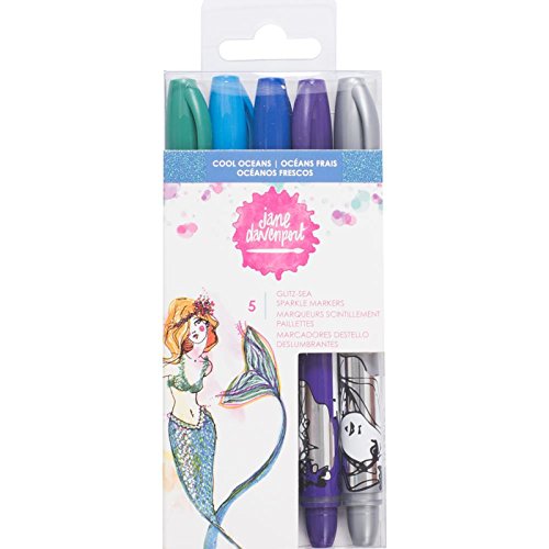 American Crafts Cool Oceans Jane Davenport Mixed Media 2 Glitz Sea Markers, None