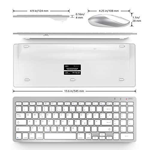 inphic Ultra-Slim Bluetooth Keyboard Mouse Combo Wireless UK Layout Compatible with iPad 10.2/9.7, iPad Air 10.5, iPad Pro 11/12.9, iPad Mini 5/4, iPhone and other Bluetooth Enabled Devices, White
