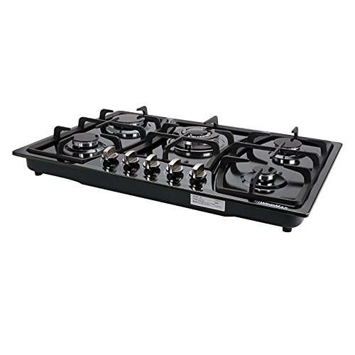 Windmax 30 Inchs Black Titanium Stainless Steel 5 Burners Built-In Stoves NG/LPG Cooktop Cookware