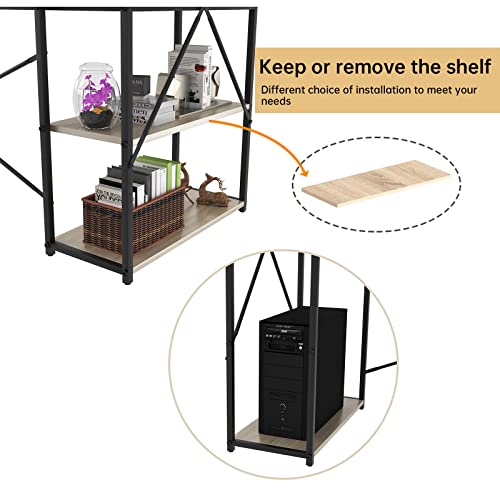 SMAGREHO Computer Desk with 4 Tier Shelves, Reversible Writing Study Table with Bookshelves, Modern Simple Compact Home Office Workstation, Oak