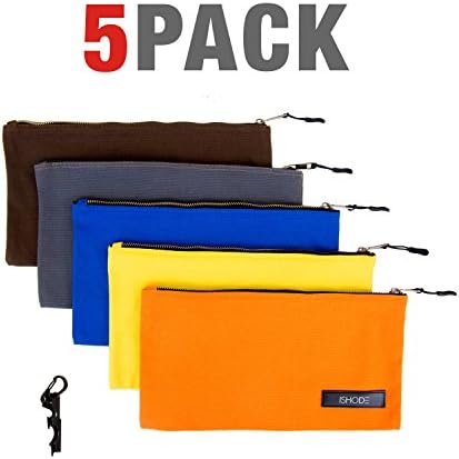 Canvas tool bag with True Utility KeyTool Multi-Tool Set by ishode: 5 pack heavy duty 16 oz multipurpose zipper pouch, great for organizing tools, and miscellaneous items - measures 12.5" x 7"
