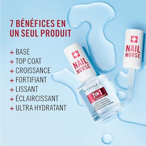 London Soin des ongles - Base & Top Coat 7 en 1 polyvalents, sèche rapidement, fini lisse, protège les ongles, scelle la couleur, formule vegan 12 ml
