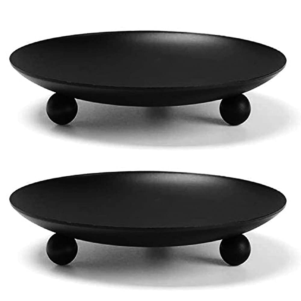 2 Pcs Metal Candlestick, Black Retro Candle Holders for Decoration Wedding, Home Party, Spa (Black)