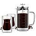 French Press Coffee Tea Maker with 2 Espresso Cups | Double Wall | Stainless Steel Plunger,350ml/10oz by AMFOCUS