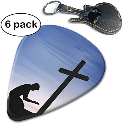 WB - Prayers For Healing With Bible Verses 351 Shape Classic Guitar Picks (6 Pack) For Electric Guitar, Acoustic Guitar, Mandolin, And Bass. Gift Leather Key Chain Pick Holder (0.46mm, 0.71mm, 0.96mm)