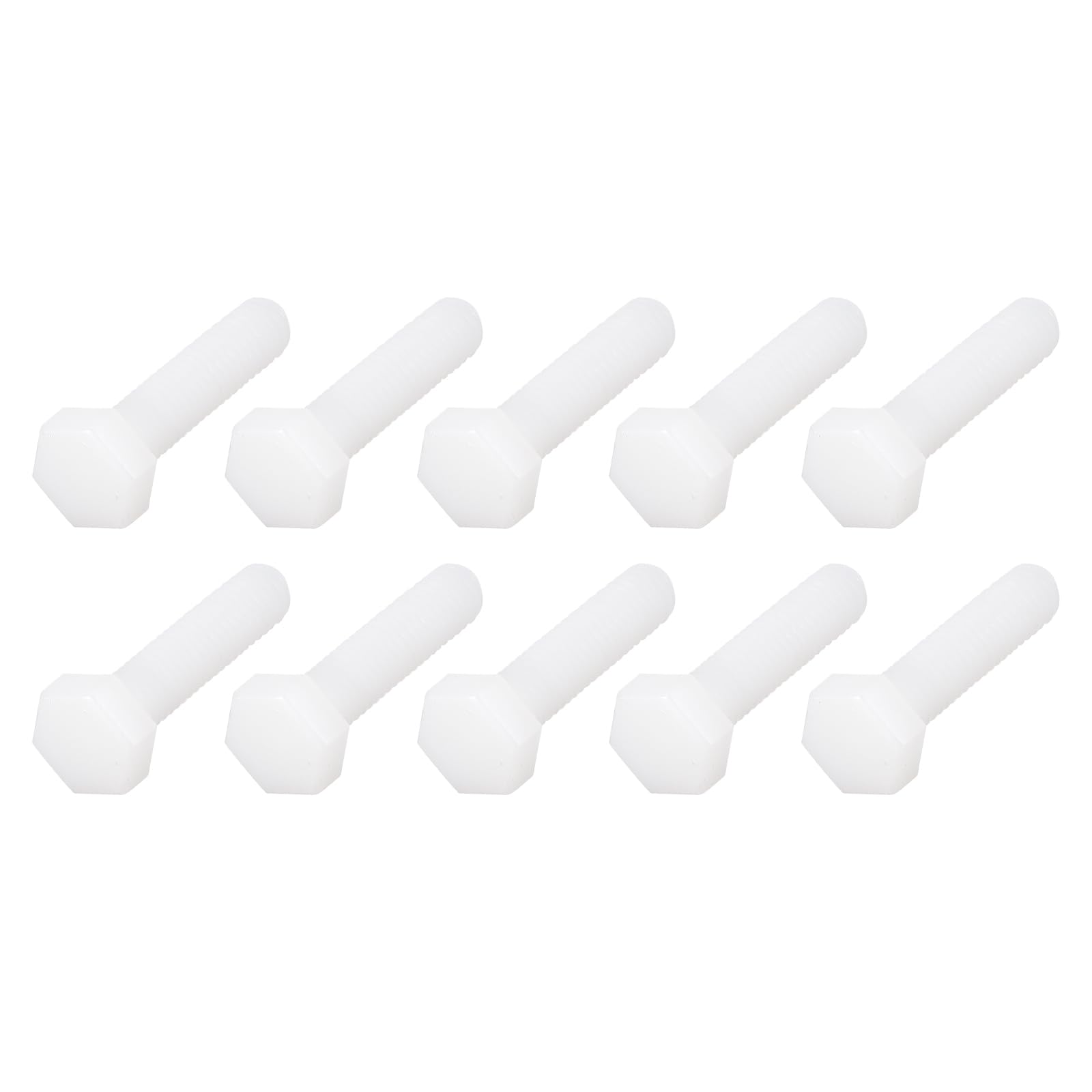 METALLIXITY Nylon Hex Bolts (M6-1x25mm) 50Pcs, Plastic Coarse Fully Threaded Metric Hex Head Cap Screw Bolt - for Various Industrial, White