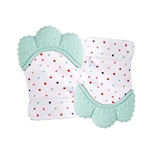 Baby Teething Munch Mitten Glove Teether Munch Mitt for Infants Chewing BPA Free Silicon Munch Glove Teeth Grading Toy Munch Mitten Baby Teether Toy (Green)