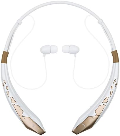 Bluetooth Headset Pianogic HB-904 V4.0 Stereo in-Ear Noise Cancelling Music Sport Bluetooth Headphones Magnet Attract Earbuds Call in Vibration Reminder(White-Gold)