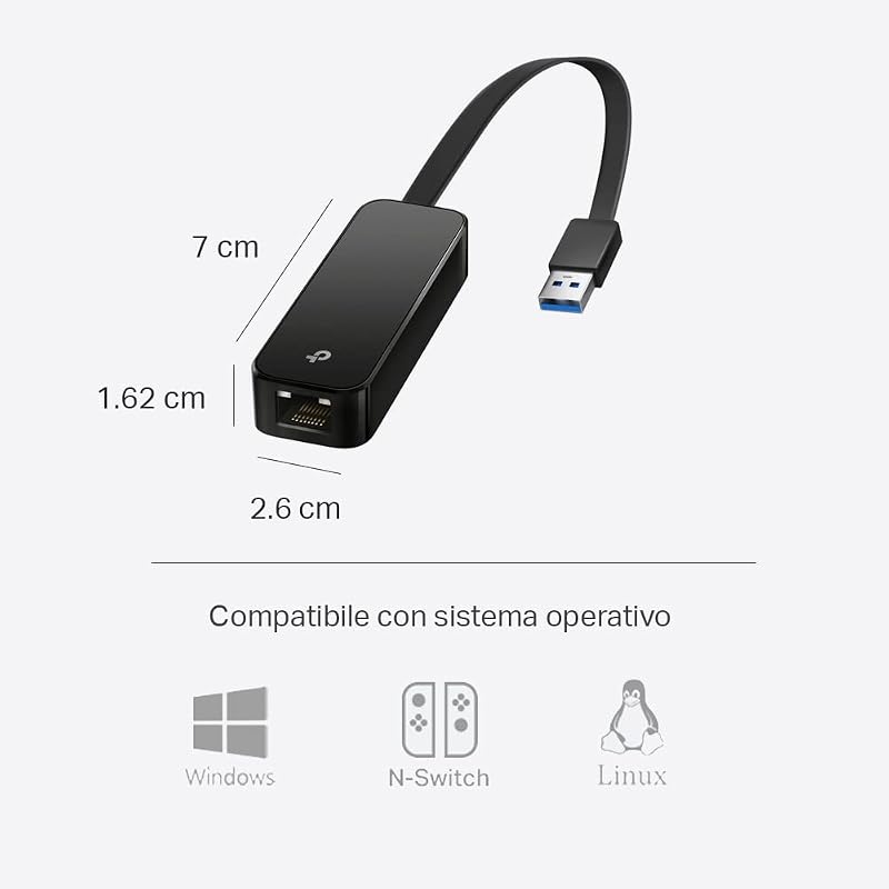 UE306 Adattatore USB Ethernet Gigabit RJ45 USB 3.0 Portatile per PC