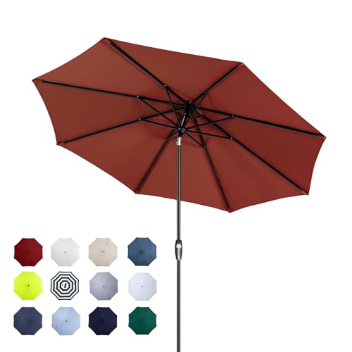 Photo 1 of Tempera 11ft Patio Market Outdoor Table Umbrella with Auto Tilt and Crank,Large Sun Umbrella with Sturdy Pole&Fade resistant canopy,Easy to set, Terracotta