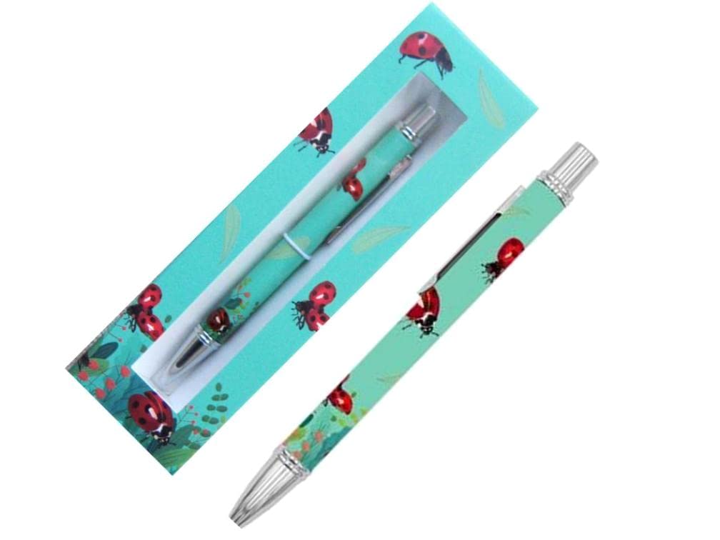 Office Boutique Womens Decorative Gift Boxed Pen - Beautiful Ladybird and Garden design - great for work, home, ideal as a gift for friend, relative, colleague