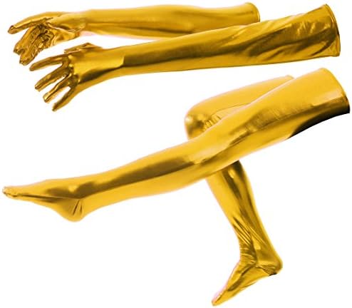 ATHX Shiny Metallic Wet Look Tight Gloves & Stockings Costumes