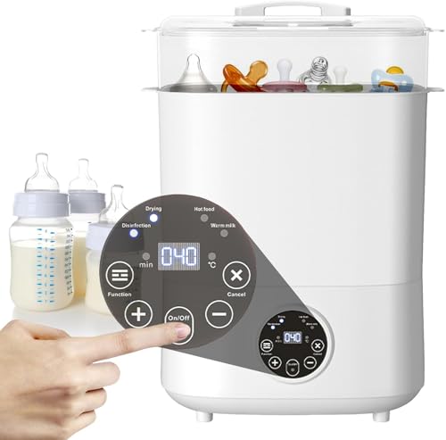 Bestbless Baby Bottle Sterilizer and Dryer, 5-in-1 Large Capacity Bottle Sanitizer and Dryer, 2 Layers Compact Baby Bottle Electric Steam Sterilizer and Dryer for Baby Bottles, Pacifiers, Pump Parts