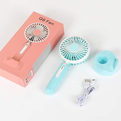MANLI Mini Handheld Fan with Cell Phone Holder, Small Personal Portable Desk Fan with USB Rechargeable Battery, 3 Speed Settings for Office Home Room Outdoor Traveling Camping (Blue)