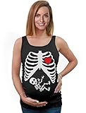 Halloween Pregnant Xray Skeleton Baby Boy Pregnancy Maternity Tank Top Tunic