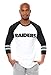 Ultra Game Adults NFL Official Super Soft Raglan Baseball Long Sleeve T-Shirt, Las Vegas Raiders, White, Large