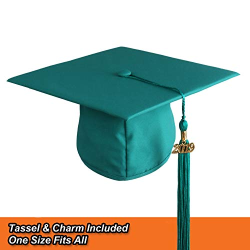 OSBO GradSeason Matte Graduation Gown Cap Tassel Set 2018 & 2019 for High School and Bachelor (Emerald, 54" FF(5'9"-5'11"))