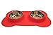 ROZU Dog Bowl | Stainless Steel Food Water Bowls with Non Skid Non Spill BPA Free Silicone Mat Holiday Red 48 oz for Small Dogs, Cats, and Small Pets