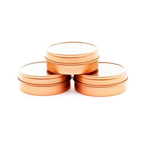 Mimi Pack 2 oz Tins 24 Pack of Shallow Window Top Round Tin Containers with Lids For Cosmetics, Party Favors and Gifts (Rose Gold)