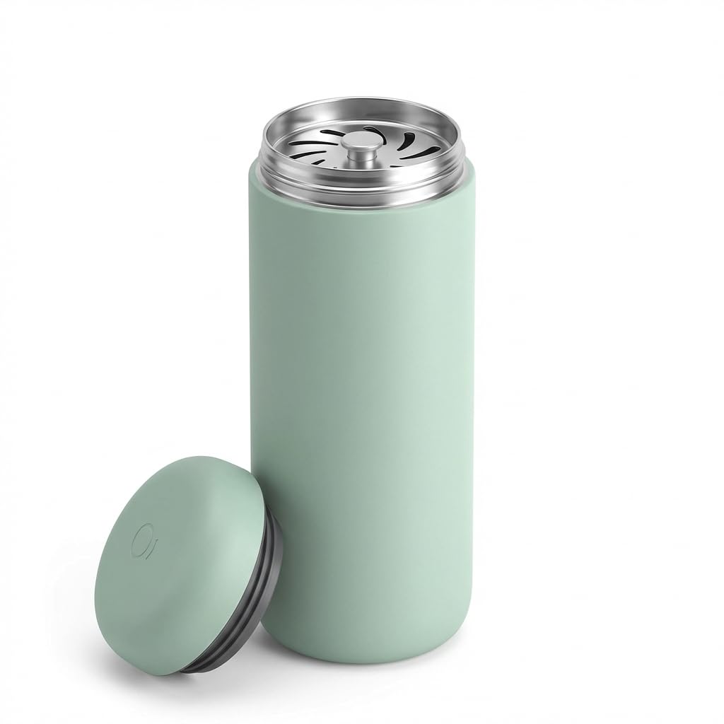 Fellow 16 oz Carter Move Travel Mug - Vacuum-Insulated Stainless Steel Travel Coffee Mug - Coffee Tumbler with Ceramic Interior and Splash Guard - Mint Chip