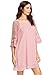 MAKEMECHIC Women's Casual Crewneck Half Sleeve Summer Chiffon Tunic Dress Pink S