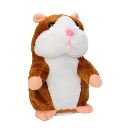 Mikey Store New Creative Speak Talking Record, Adorable Interesting Hamster Plush Kids Toys (Khaki)