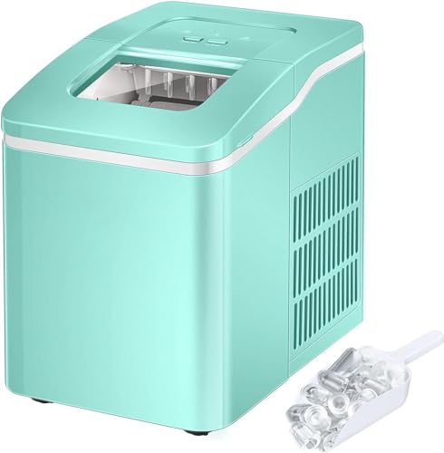 ARLIME Countertop Ice Maker Machine, Ready in 8 Mins, 26Lbs/24H, Self-Cleaning Electric Ice Making Machine with Scoop and Basket for Home, Office, Party, Bar (Green)