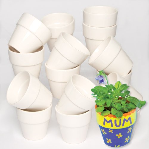 Baker Ross Mini Porcelain Flowerpots Pack Of 6 For Kids To