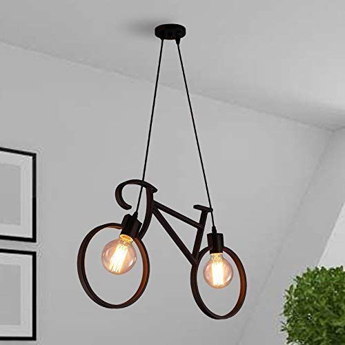 R@DIANT Antique Vintage Edison Tungsten Decorative Filament E27 Holder Cycle shape Ceiling and pendent lamp [With Filament Bulb] (Black)