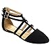 Betani FC42 Women's Double Ankle Strap T-strap Ballerina Flats Half Size Big