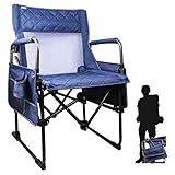 Zenree Folding Transformer Camping Director’s Chair – Heavy Duty Portable Sports Outdoor Chairs with Breathable Mesh Seat, Armrest Cup Holder Big Side Bags