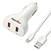 Quick Car Charger QC3.0 PowerMore Dual USB Port Fast Charge [QC2.0 Compatible]For Note5, S6 S7 Edge, LG G4 [1M Low Resistance Micro B Cable]