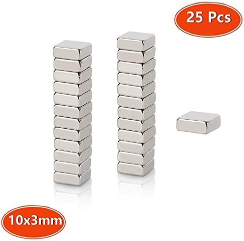 Neodymium Magnets, Strong N45 Grade Mini Craft Square Magnets 10 x 10 x 3mm, for Fridge Whiteboard Magnetic Mag, Neo Neodymium Rare Earth 25pcs