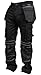 Newfacelook Mens Cargo Trousers Working Pants Cordura Knee Pockets Black W38-L32