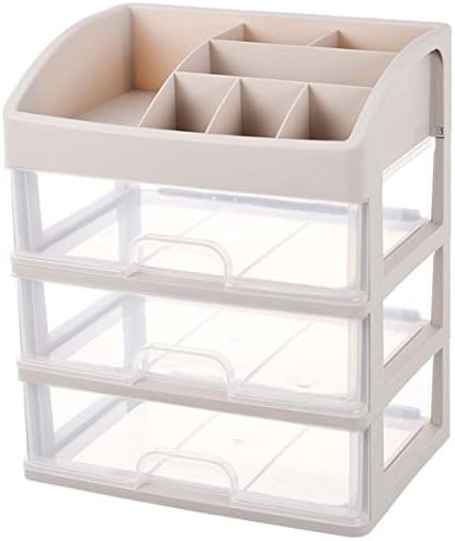 Makeup Organiser Box Acrylic Cosmetic and Jewelry Display Storage Case Multi-Function Storage Box, 3 Layers for Creams, Makeup Brushes, Lipsticks, Necklace, and Other Accessories (Clear)