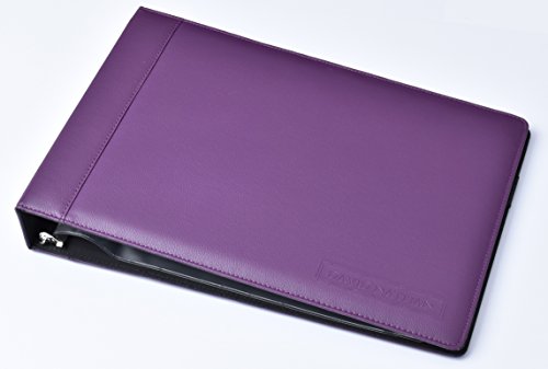 Leather 7 Ring Business Check Binder for 3 on a Page Checks By David Nathan Leather (purple)