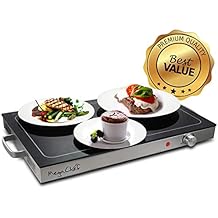 Megachef MCWT-9200 Electric Warming Tray with Adjustable Temperature Control, 24 in, Silver, Black