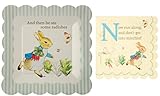 Meri Meri Peter Rabbit Small Square Party Plates and Napkins -- 12 Plates and 20 Napkins