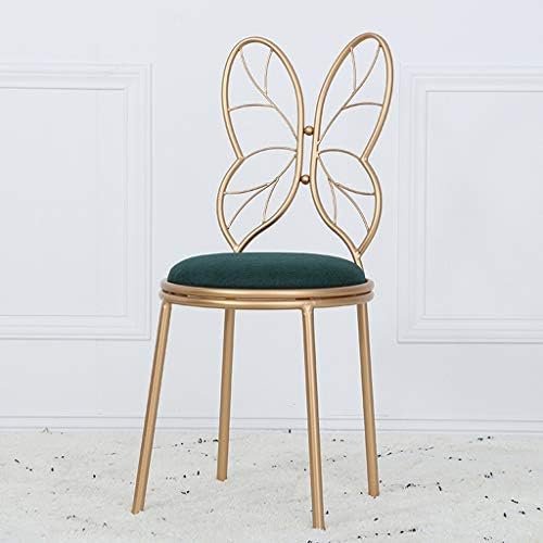 QYSZYG Chair Home Metal Wrought Iron Bow Shape Chair Dressing Table Dressing Chair 4 Color Optional stool (color : GREEN)
