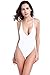 SHEKINI Women's High Cut One Piece Bathing Suit Backless Thong Brazilian Swimsuit (White, Small)