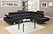 Poundex Sectional Sofa, Black